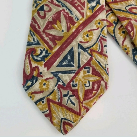 Christian Dior Silk Tie Mustard Dark Pink Blue - Picture 3 of 8